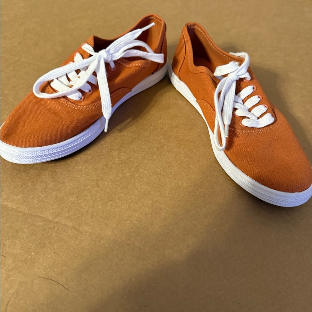Orange Canvas Sneakers with White Laces (Vintage Thread)